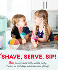 Score This Electric Shaved Ice And Slushy Maker For Instant Summer Vibes And Perfectly Fluffy Snow Cones with kids enjoying colorful snow cones.