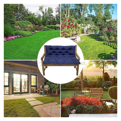 Outdoor Porch Swing Cushion Replacement For 2 To 3 Seater Benches With Backrest displayed in various garden settings