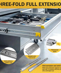 Drawer with 80 Inch Side Mount Drawer Slides Quiet Glide Heavy Duty 500 Pound Capacity With Lock For Kitchen Cabinets.