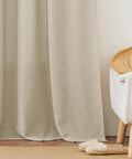 Semi Sheer Linen Textured Curtains 52x84 Inches, 2 Panel Set, Light Glare Filtering Drapes For Living Room, Bedroom, And Dining, Beige