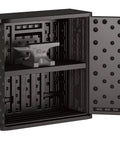 Heavy Duty Resin Wall Cabinet With Adjustable Metal Reinforced Shelf And Lockable Handles For Indoor And Outdoor Wall Mount