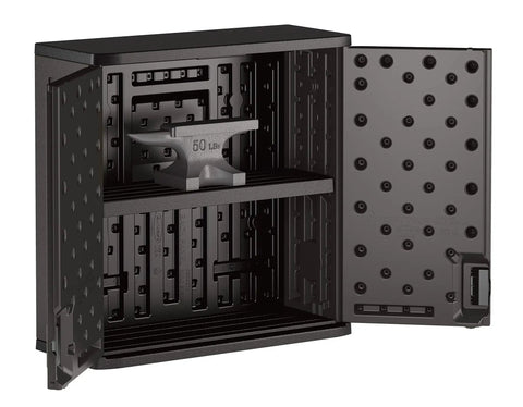 Heavy Duty Resin Wall Cabinet With Adjustable Metal Reinforced Shelf And Lockable Handles For Indoor And Outdoor Wall Mount