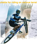 Cyclist on dirt path with 24x1.95 Folding Mountain Bike Tires With Levers And Liners Replacement MTB Tires For Off Road Riding Puncture Resistant Durable