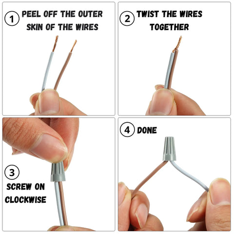 Step-by-step guide using Assorted Size Wire Connectors Kit With 150 Pcs Electrical Butt Splice Caps For DIY Wiring Projects And Home Electrical Repairs
