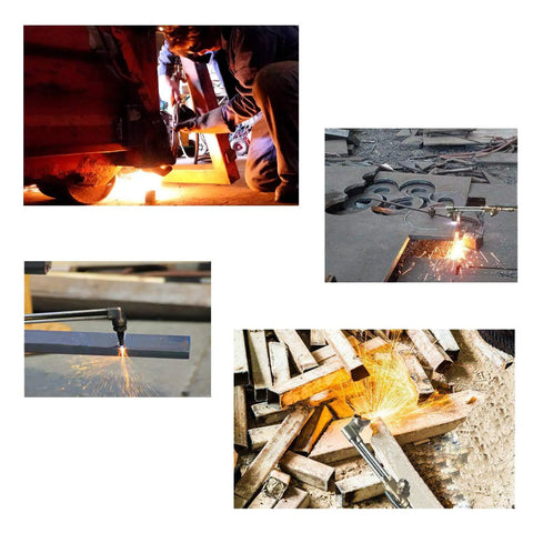 Heavy Duty Oxygen Acetylene Cutting Torch With Rear Mounted Pressure Handle in action, cutting steel with CA2460 Attachment.