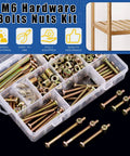 253 Piece M6 Hex Socket Cap Screws Hardware Kit For Baby Cribs And Furniture Includes Nuts, Washers, Barrel Nuts, And M4 and M6 Wrenches With Multiple Length Bolts From 25 To 75mm For Easy DIY Fixes On Chairs, Tables, Cabinets And More in storage case.