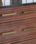 Installed 5 Pack Adjustable Drawer Pulls In Champagne Bronze For 2 To 8 13/16 Inch Hole Centers With Classic Curve Design For Cabinets.