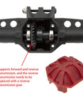 Rock Solid Front And Rear Portal Axle Kit For Axial Scx10 And Scx10 Ii RC Crawler with visible internal gears and red cover.
