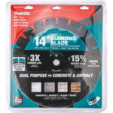14 Inch Diamond Blade Segmented Dual Purpose For Concrete And Asphalt With Laser Welded Core For Less Vibration And Noise