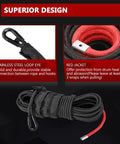 Heavy Duty Synthetic Winch Rope Three Eighths Inch By Eighty Five Feet With Winch Jacket Rope And Sleeve Protection, 26000 Lbs Break Strength