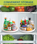 Set Of 4 10 Inch Rotating Lazy Susan Organizer With Non Skid Beaded Surface And No Slip Feet in refrigerator with condiments