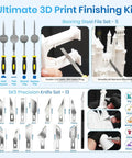 Boss Level 184-Piece 3D Printer Tools Kit showing file and knife set with organizer for FDM and SLA printers