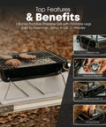 GPT 25 Propane Burner Grill With Foldable Legs For Camping And Tailgate Ready Portable BBQ Grill With Adjustable Regulator