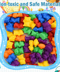 Hella Cool Big Time 120 Piece Math Manipulatives Counting Bear Set With Vibrant Six Color Blocks, featuring non-toxic plastic counting bears