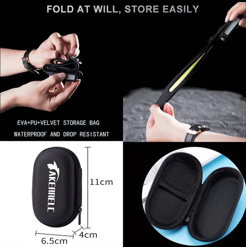 Rechargeable Headlamp With Motion Sensor, Beastly Bright 1200 Lumens, waterproof case, EVA+PU+velvet storage bag, hands folding strap