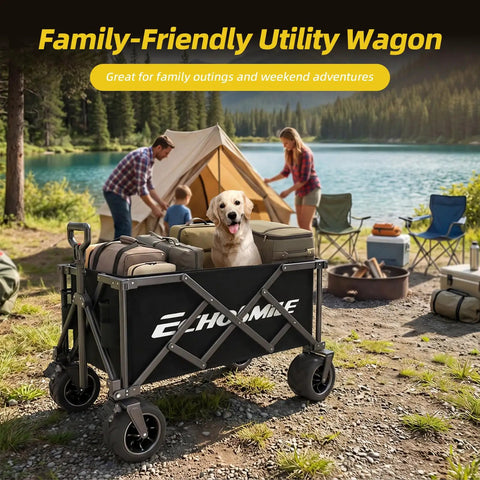 Collapsible Folding Wagon Cart With 400 Lb Capacity All Terrain Utility Cart for Camping Beach Grocery