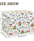 Heavy Duty Foldable Storage Bin With Secure Lid And Easy Grip Handles Built Tough Hollow Frame Collapses Flat, 16.5x12.6x11.8 in, festive design.
