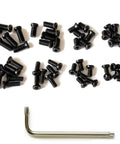 Torx Oval Head Screw Set For Precision Tools And Mounts, Includes 6-48 And 8-40 Screws In 8 Sizes With 6 Pieces Each At 6mm to 12mm Lengths, Includes Torx T10 Wrench.