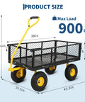 Dimensions of 900 Lbs Heavy Duty Steel Garden Cart With 180 Degree Rotating Handle Removable Mesh Sides