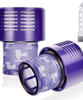 Dyson V10 Vacuum Filter Replacements 2 Pack With Cleaning Brush For V10 Cyclone Series V10 Animal, showing filters and brush