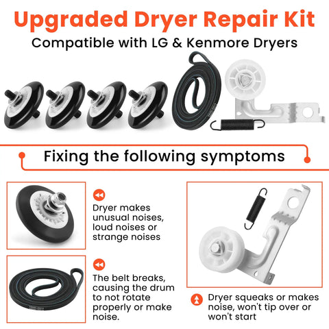 Dryer Repair Kit With Drum Roller Belt And Idler Pulley Replacement Parts For 4581EL2002C 4400EL2001A 4561EL3002A DIY
