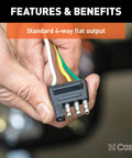 Trailer Side 4 Pin Flat Wiring Harness With 12 Inch Wires For Plug In Like A Pro And Reliable Trailer Lighting Connection Ergonomic Grip For Quick Hassle Free Towing Or Hookups. close-up of 4-way flat trailer connector with color-coded wires