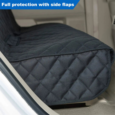 Heavy Duty Waterproof Bench Car Seat Cover Protector For Dogs Nonslip Universal Fit shown with side flaps in vehicle