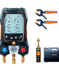 Pro Grade AC Manifold Gauge Set For HVAC Pros And Refrigeration With Bluetooth Micron Gauge And Two Pipe Clamp Thermometers Includes T115i And T552i For Precise Temperature And Pressure Readings And Easy Recharge Kit, with case