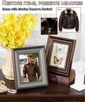 Framed jacket and butterfly images on table with text highlighting repair stories