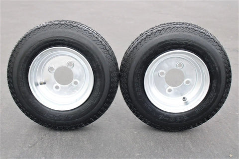Heavy Duty 4 Lug Trailer Tire And Wheel Set 4.80-8 Size, Galvanized 6 Ply Load Range C, Set Of 2 For Boat And Small Trailers