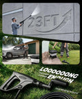 Kick Out Stubborn Grime With This Slick Cordless Pressure Washer Featuring A 3.4 Gallon Foldable Tank And 23 Foot Hose for patio cleaning.
