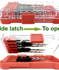 Three Piece Depth Adjustable Countersink Drill Bit Set For Wood With Six Replacement Tapered Bits In A Durable Storage Case