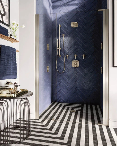 Shower setup with Brushed Nickel Square Drop Ell Handheld Shower Wall Connector With Half Inch IPS Connections No Brainer Upgrade For Handheld Heads And Sliding Bar A721BN