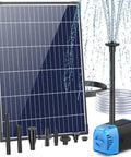 12W Solar Fountain Pump with 160 GPH Flow Adjustable, solar panel, tubing, and nozzles for ponds and water features