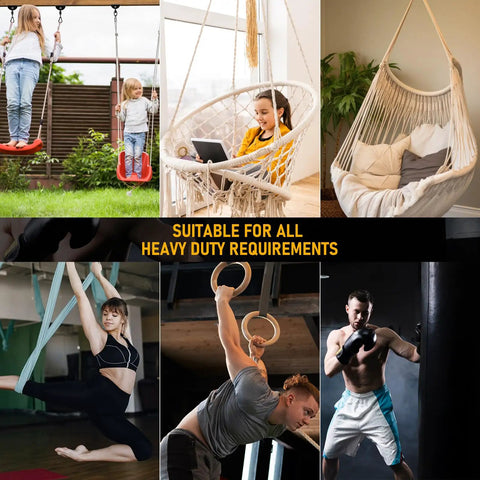 Beefy Heavy Duty Hammock Hanging Kit With 1200 Pound Capacity And 360 Degree Swivel For Hammock Chairs Tree Swings Yoga Swings