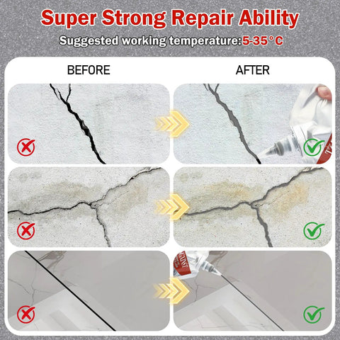 Before and after comparison of Two Pack Concrete Crack Filler Sealant For Fast Repair Quick Drying Waterproof Weather Resistant
