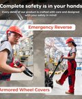 Heavy Duty 3300 Lb Electric Pallet Jack With 48V Lithium Battery Walkie Platform Truck demonstrating emergency reverse features.