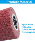 60 Grit Surface Conditioning Drum Non Woven Nylon Wheel For Wood And Metal Polishing, side view showing durable red nylon