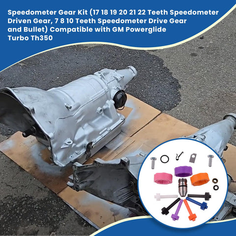 GM Speedometer Gear Kit For Powerglide TH350 Transmission With Six Driven Gears 17 18 19 20 21 22 Teeth And Three Drive Gears 7 8 10 Teeth Bullet Casings O Rings Seals Clamps Included