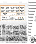 690 Piece M5 Nuts And Bolts Assortment Kit With Pan Head Machine Screws And Nuts Includes Button Head Socket Cap Screws