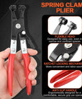 352-Piece Spring Band Hose Clamp Kit For Automotive And DIYers, includes red handle swivel jaw pliers for secure grip.