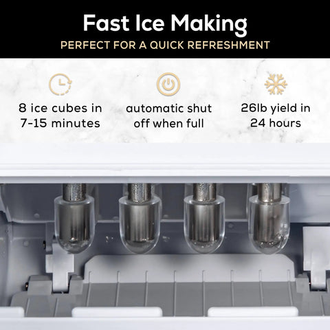 Portable Countertop Ice Maker With Self Cleaning Produces 26 Lbs A Day Ice Ready In 6 To 8 Minutes Includes Ice Scoop And Basket display