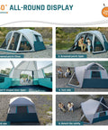 Six Person Family Camping Tent With Screen Porch Weatherproof All Season Large Cabin Style Shelter With Rainfly And Carry Bag
