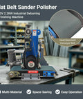 Premium 220V Flat Belt Sander Polisher For Metal And Wood Shop Work showing machine with heat-resistant conveyor belt.