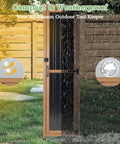 62 Inch Tall Narrow Outdoor Storage Cabinet With Metal Top Waterproof All Weather Storage Unit in rain