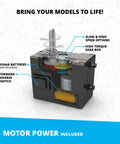 Motorized component of Inventor STEM Toys Motorized Double Blade Helicopter Building Kit with gears and battery slot.