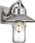 Boynton StoneStrong Marine Grade Outdoor Wall Lantern In Satin Nickel, 1 Light, Weatherproof Patio Lighting with nautical style.