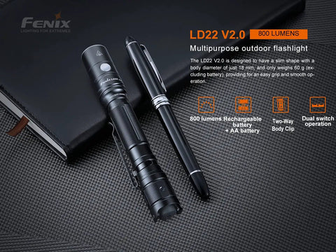 800 Lumen USB C Rechargeable AA Flashlight for EDC and Emergency Kits, penlight style with Beast Beam and pocket clip