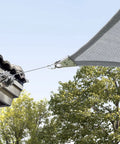 12 By 16 Foot Grey Rectangle Sun Shade Sail With Super Ring System UPF50Plus Heavy Duty 260Gsm Canopy installed on patio
