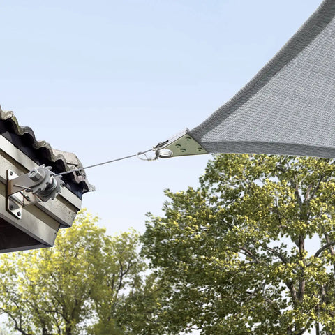 12 By 16 Foot Grey Rectangle Sun Shade Sail With Super Ring System UPF50Plus Heavy Duty 260Gsm Canopy installed on patio